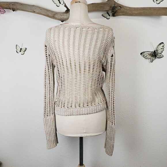 Free people open knit heathered crew neck sweater - Picture 5 of 7